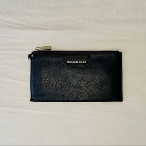 Michael Kors small black leather wristlet